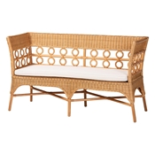 bali & pari Oxford Bohemian Light Honey Rattan Dining Bench with Armrests